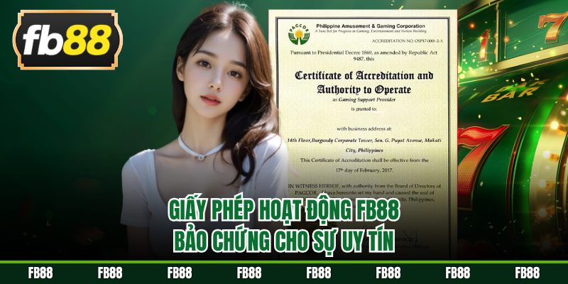 Giấy phép hoạt động FB88